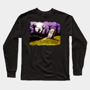 Moonlit Cemetery Long Sleeve T-Shirt